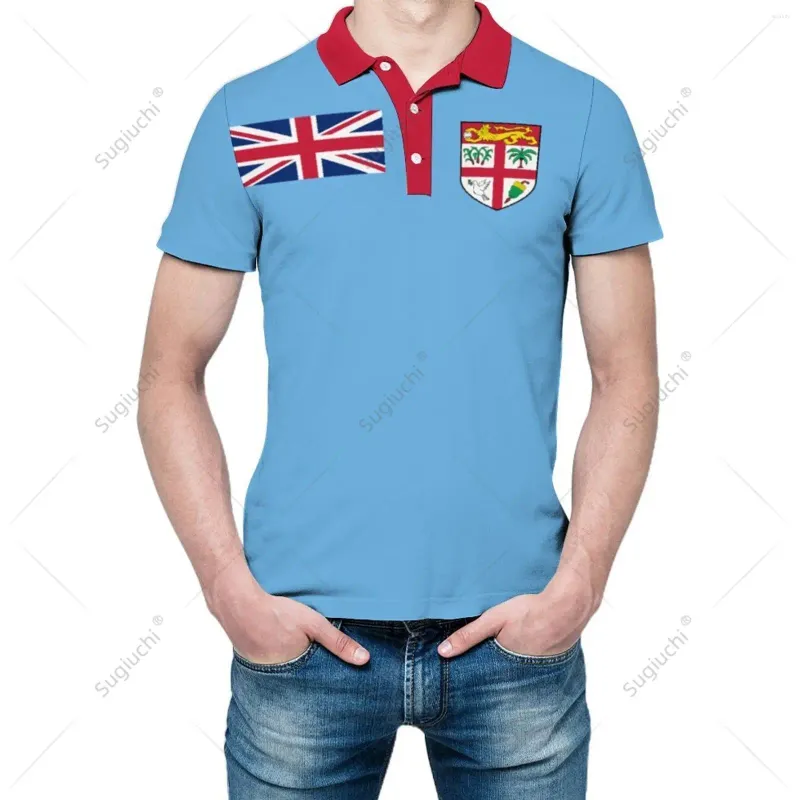 Herrpolos unisex polo skjorta fiji flagga 3d tryck man mode klädtraktioner korta ärmar