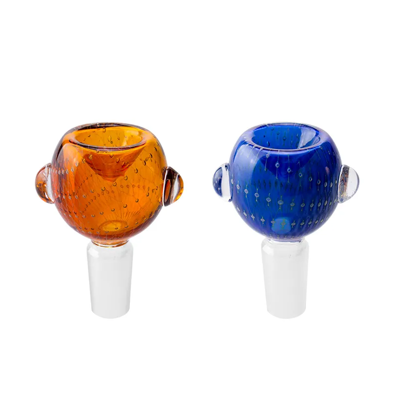 CSYC G077 Heady Color Glass Bowl Smoking Pipe Dab Tool 14mm 18mm Male Golden Thread Glass Water Bong Ash Catcher Bubbler Pipes Bowls