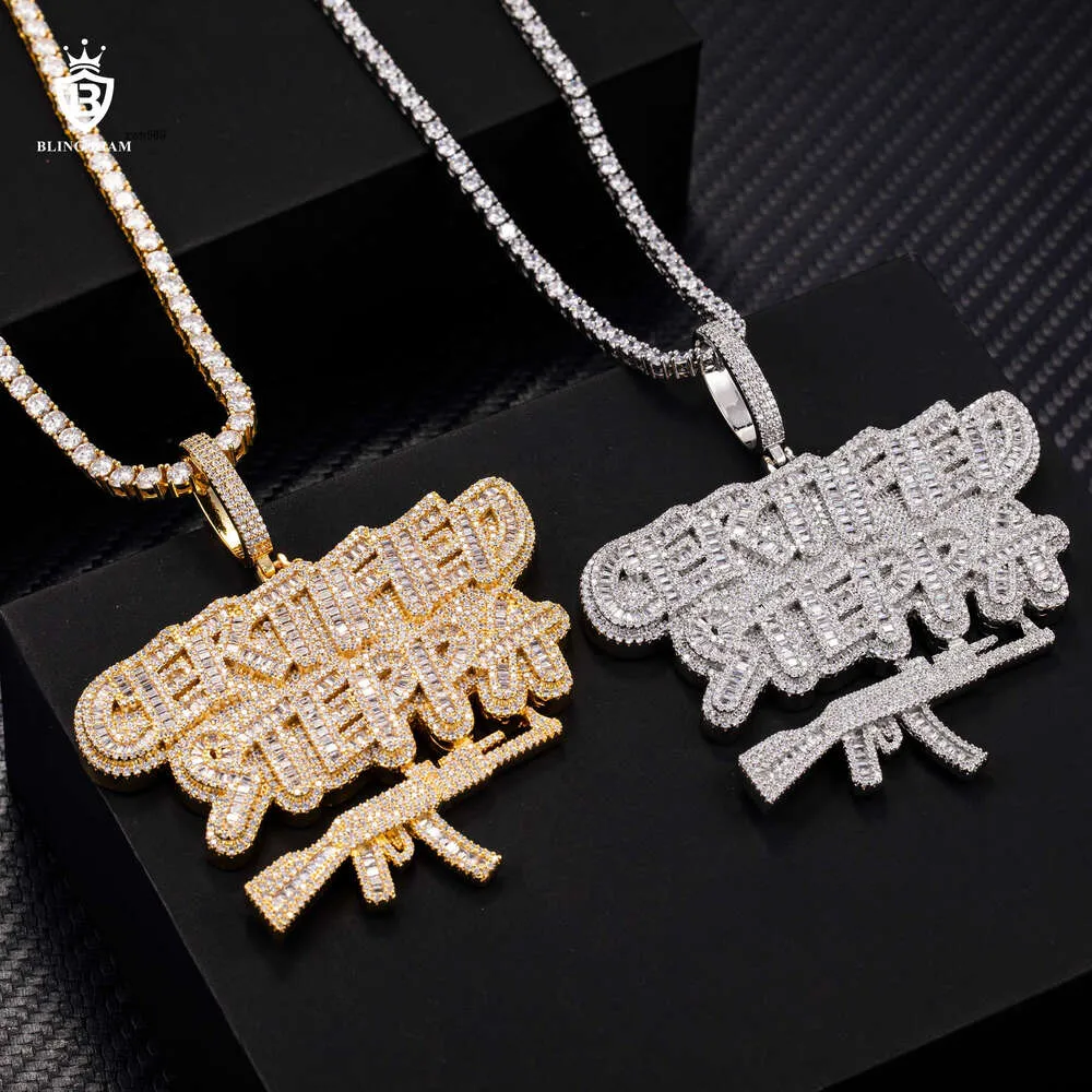 Designer Hip Hop Hop Wholesale personalizzato Gioielli ghiacciati in ottone hip hop full 3A+ Diamond Necklace Set Ciondolo