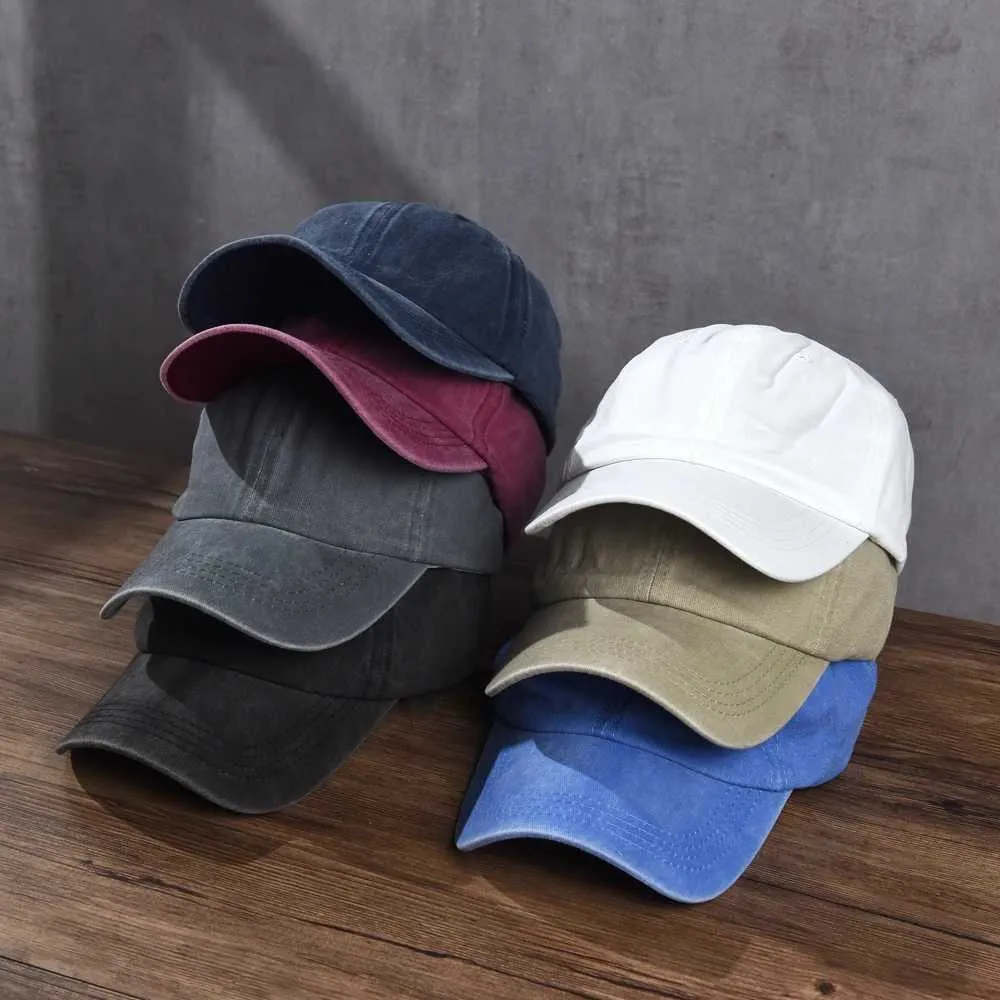 Ball Caps Cotton Baseball Cap Buanderie en tissu SCAP sur le hip-hop vintage Fit Couleur solide papa squelette os Q240403