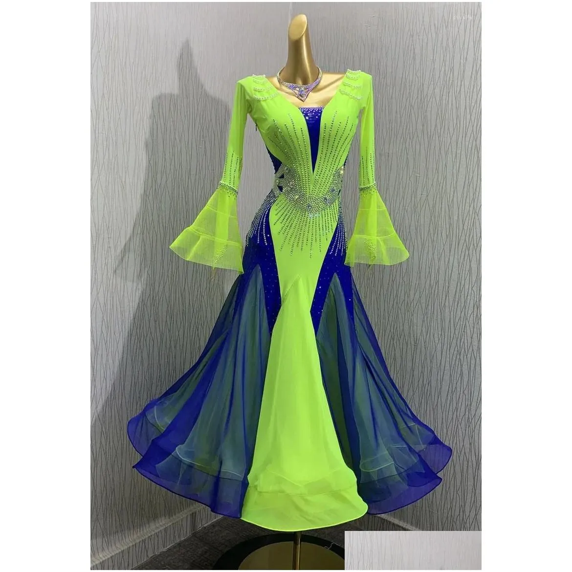 Abbigliamento da palcoscenico Abcdance Absance Modern Waltz Tango Competizione da ballo Dance Smooth Costume Long Green Drop Delivery Delivery Dhkde