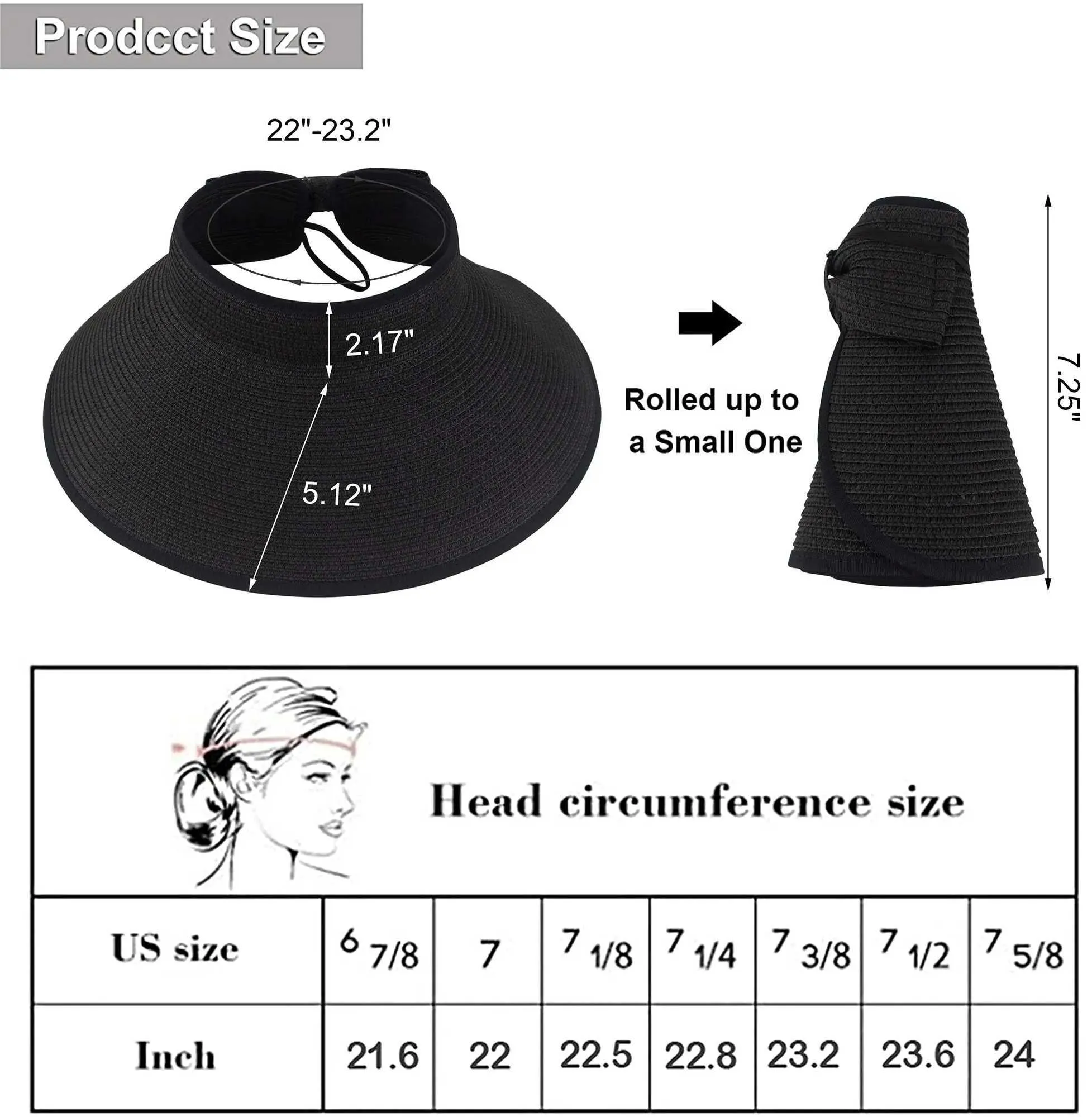 Chapeaux à bord large chapeaux Bucket NOUVELLES FEMMES ROULEUR SORN VISORE SORNE LAVE BIRM CHAPE SUMMABLE PLACIBLE CAP DE PROTECTION UV EMBALABLE POUR BONCE BONNET 240407