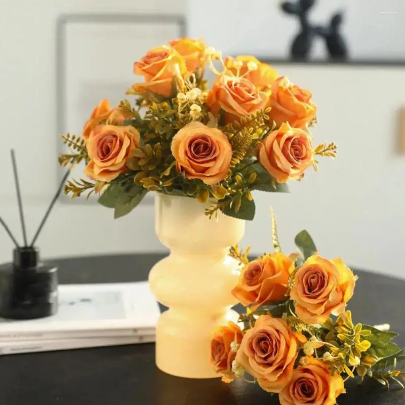 Fiori decorativi artificiali per decorazioni per la casa Realistica di lunga durata El Decorazione 7 teste di piccole rose