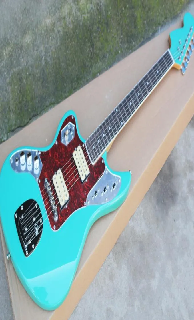 Whole Green Left hand Electric Guitar with Rosewood FingerboardRed Pearl PickguardChrome Hardwaresoffering customized servi2603512