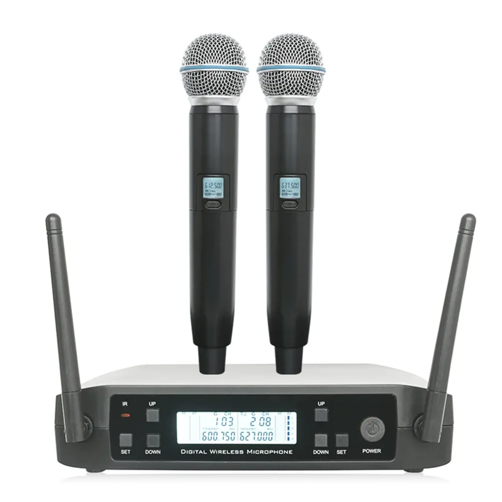 Microphones GLXD4 600690MHz Mandochone à double canal sans fil professionnel de haute qualité Microphone 2 canaux pour l'église du groupe de mariage de karaoké