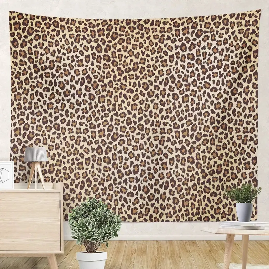 Arazzo Animali marroni selvatici Stampa leopardo Animali selvatici che vivono per camera da letto camera da letto Dormitory Decorazioni artistiche di arazzo 240321