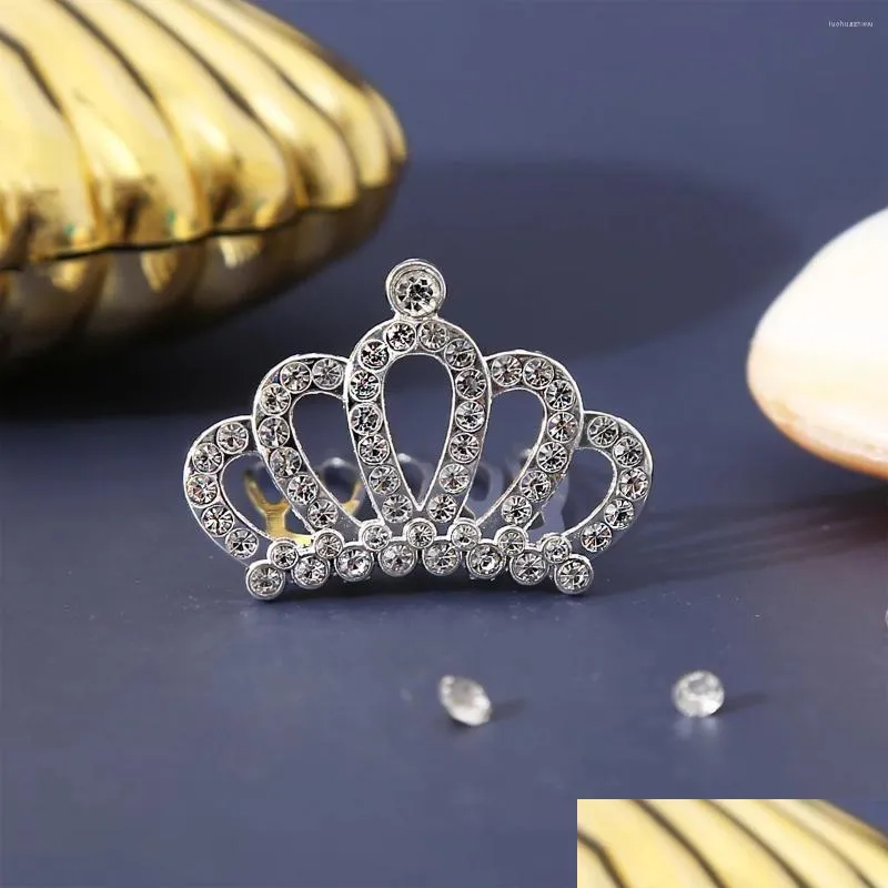 Hair Accessories 1 Lovely Delicate Rhinestone Alloy Crown Small Comb Bridal Accessory Drop Delivery Baby Kids Maternity Otv9R