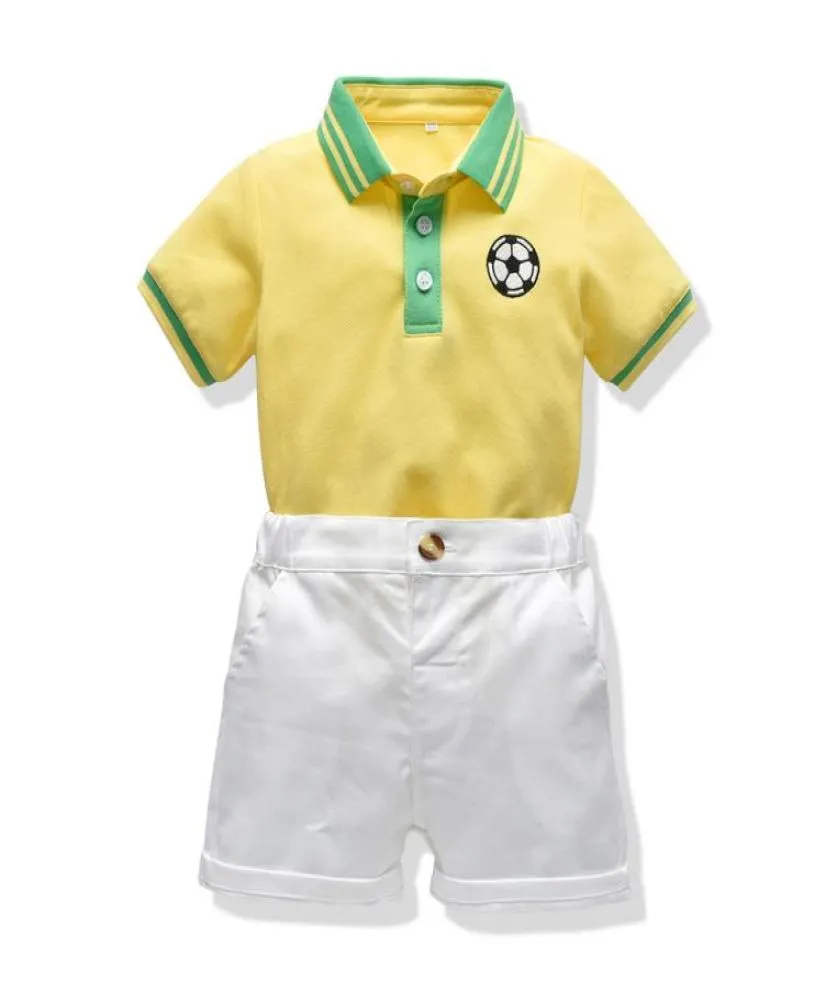 Vêtements d'été garçons Nouveaux baby football imprime-polo short short adapté aux enfants