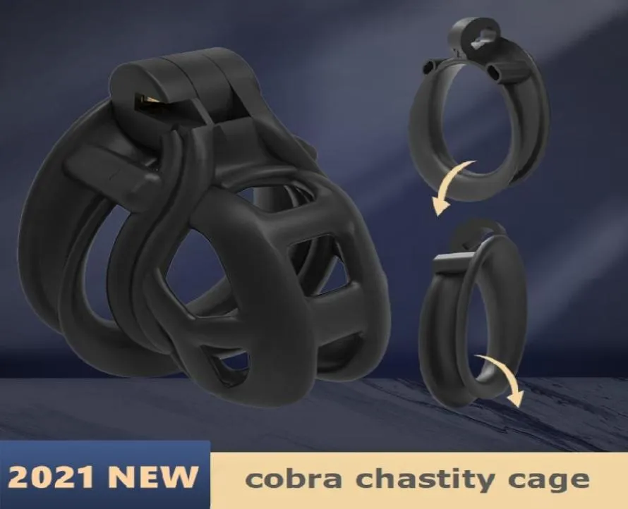 Cobra Male Dispositivos Mamba Resina Cage preto Kit de restrição de correia de travamento resinosa com 4 brinquedos sexuais de arco duplo para homens CC3908171691