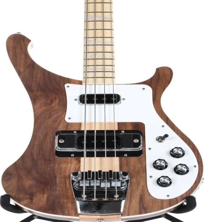 NOVO 4003W NATURAL WALNUT BURS 4 Strings Bass Walnut Body Vintage RIC 4003 Bass de baixo elétrico Pescoço através do corpo One PC Neck Body9457012