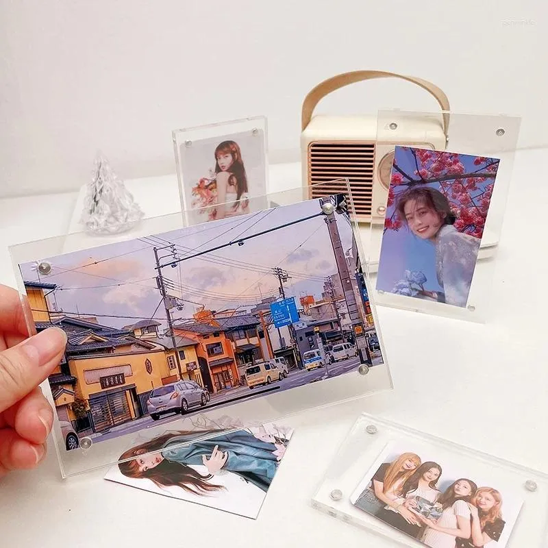 Frames Transparent Acrylic Frame Picture Draw Magnetic Double Sided Po Idol Pocard Holder Desktop Ornament Cadre