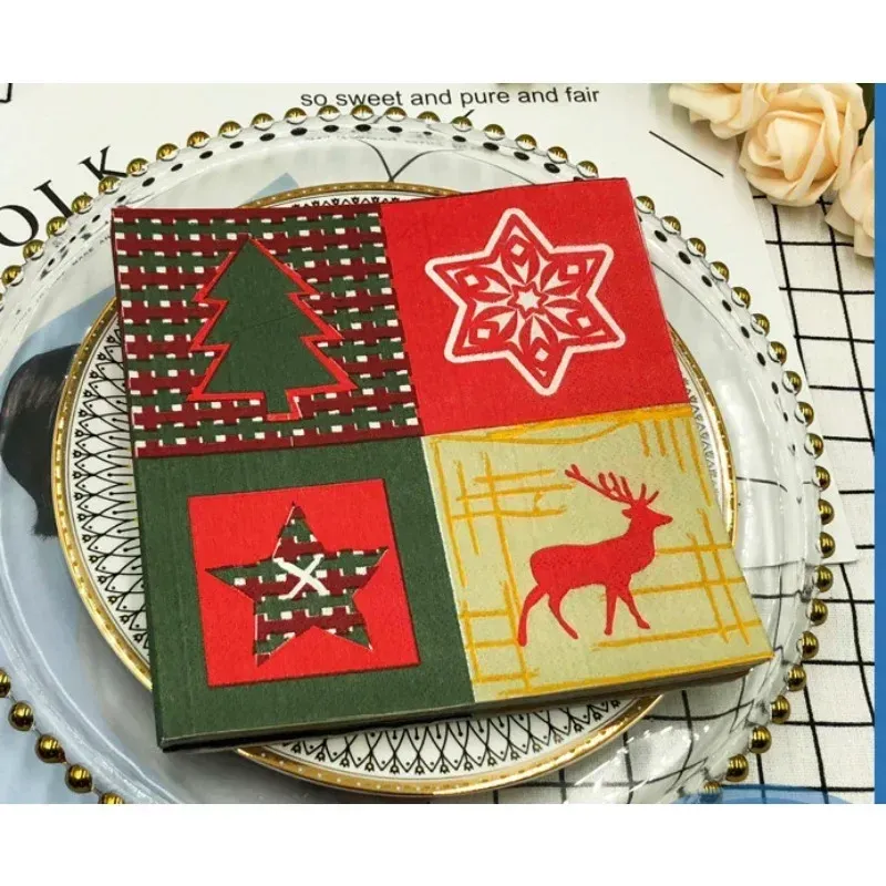 Serviettes 40/60/80/100pcs szybka logistyka konfigurowalna świąteczne modele z kreskówek kolorowe drukowane serwetki świąteczne festiwalowy papier imprezowy