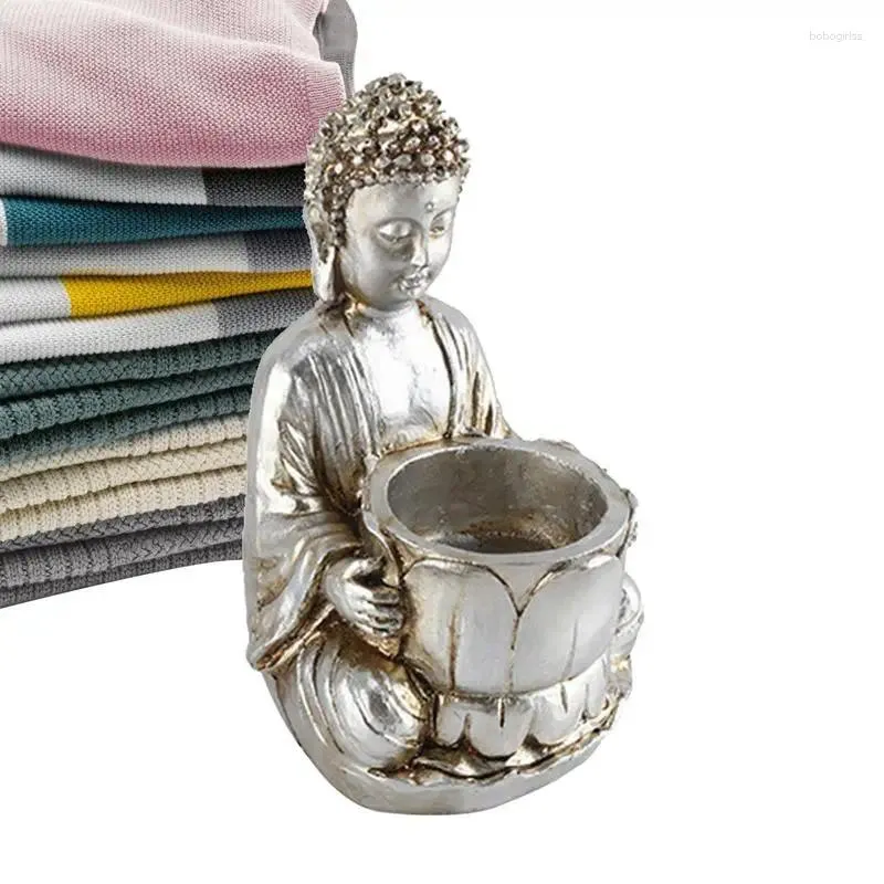 Kaarsenhouders Boeddha Statuehouder Resin Tealight Kandelaars Gebed Votief Kaarsen Figurine Zen Led Tea Light