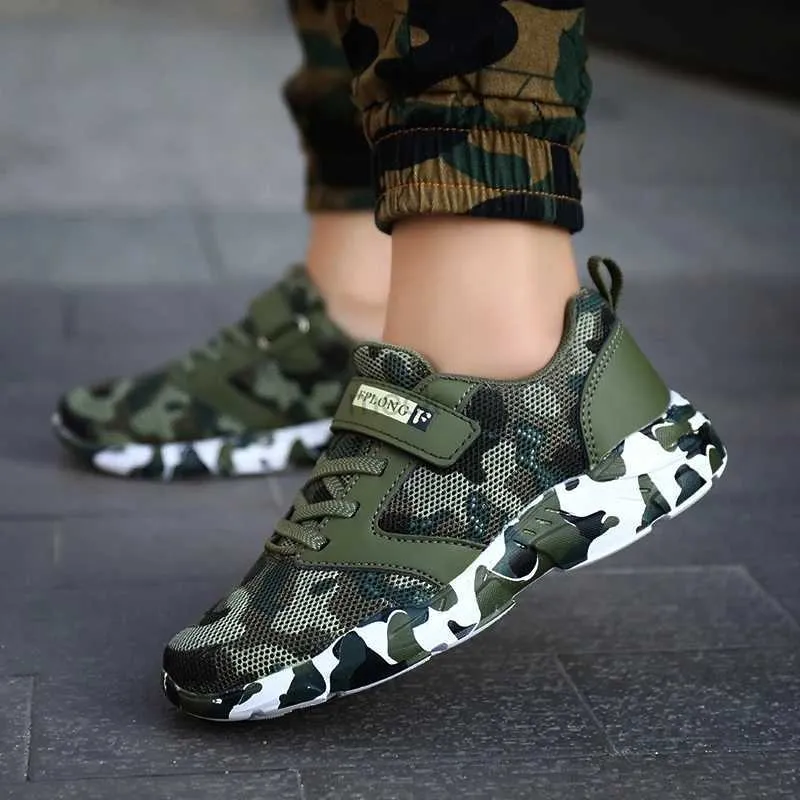 Athletic Outdoor Brand Summer Children Camouflage Sneakers Kids Sports Tennis Shoes Breathable Mesh Boys Girls Running Shoes Outdoor Casual Shoes 240407