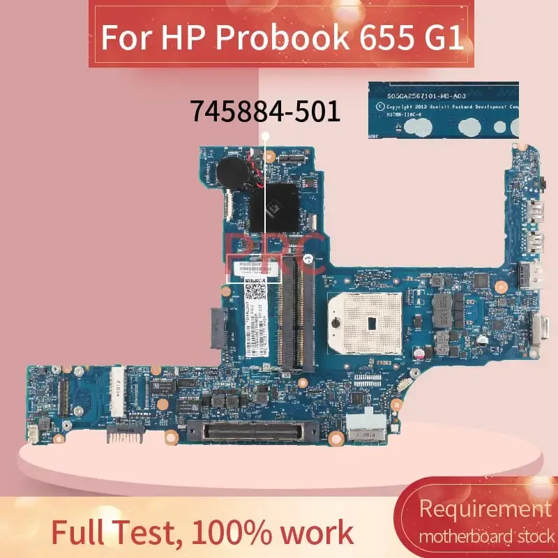 マザーボード746018001 746018501 HP ProBookのラップトップマザーボード645 655 G1 Socket Notebook Mainboard 6050A2567101MBA03 AMD