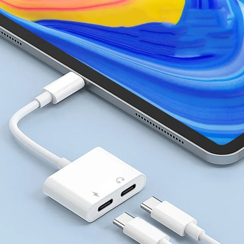 2 in 1 USB Cヘッドフォンと充電器アダプター高速充電シンクリスニングミュージックオーディオアダプター用iPhone 15 Samsungスマートアンドロイド電話Izeso