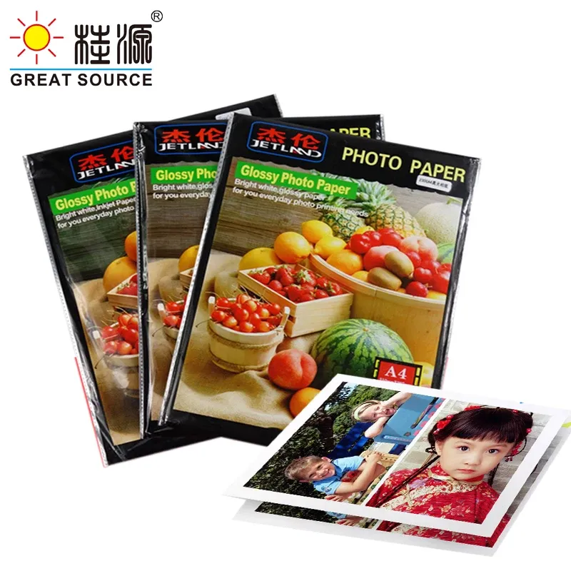 Papper 180G Fotopapper Glossy Surface A4 Fast Torking Photo Printing Paper 20 st per paket