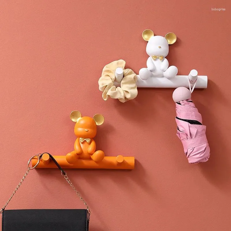 Placas decorativas Cartoon Urso gancho Chave de roupas de cacau de parede Chave de parede Acessórios para o banheiro Hat Stands Display Stands