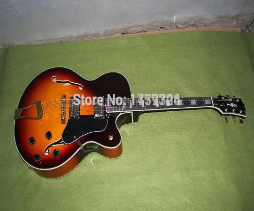 Högkvalitativ lyx Jazz Semi Hollow Guitar Sunburst L5 Electric Guitar 594576064