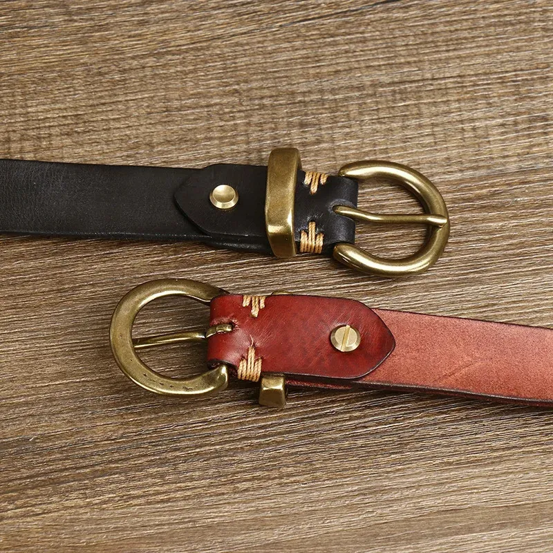 2.8CM Thick Genuine Leather Belt For Women Pin Copper  display picture 3