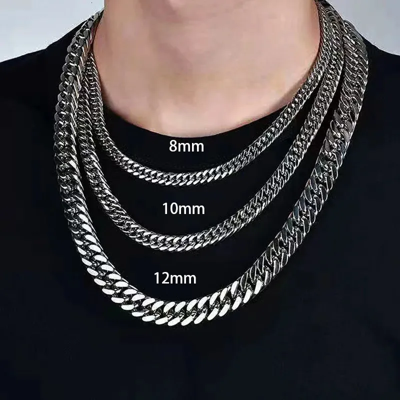 Stainless Cuban Link Chain Necklace For Men, 8mm 14mm Thick, Punk