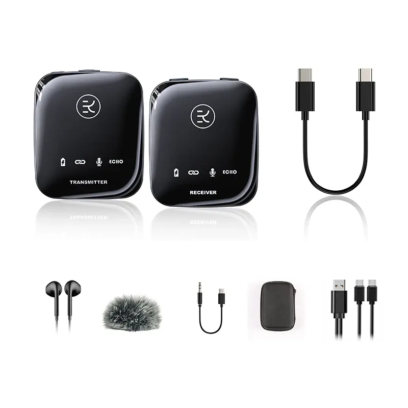 Microfones Wireless 2.4G M18 A2 Dual Sändare Microfones Mobiltelefon Trådlös Lavalier Microphone för DSLR -kamera Vlogger -intervju