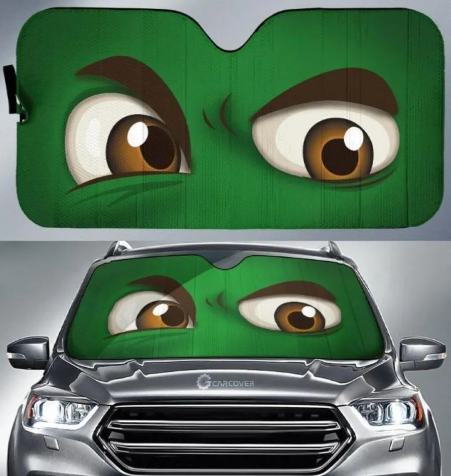 Auto Sun Shade Funny 3D Green Eyes Stamping Interior Protector Occiglia del parabrezza universale per calore pieghevole Reflector4088440