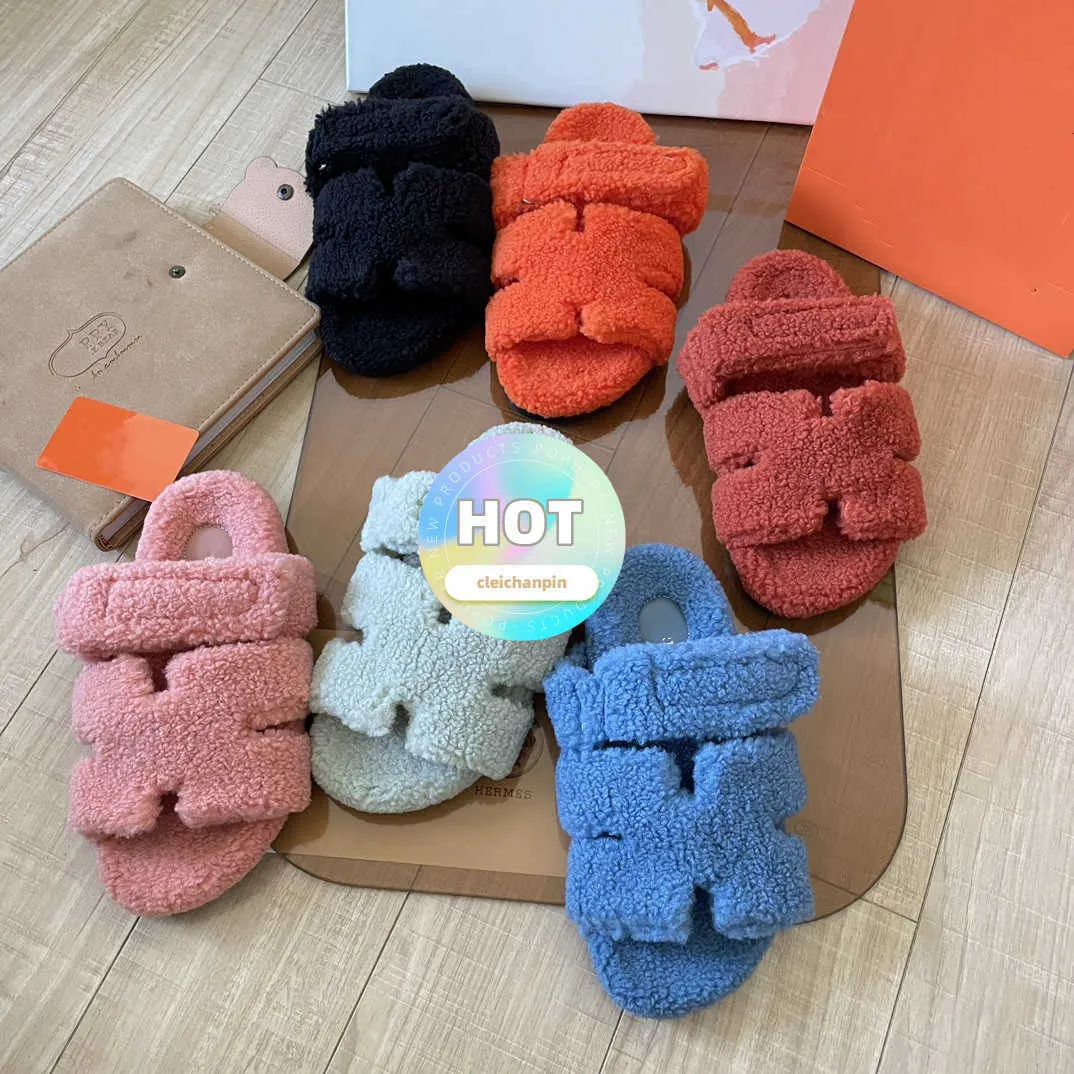 Designer Slippers HHS Second Oncle Wool Female Outwear 2024 automne hiver nouveau Velcro Kelly Teddy Lamb Ckye