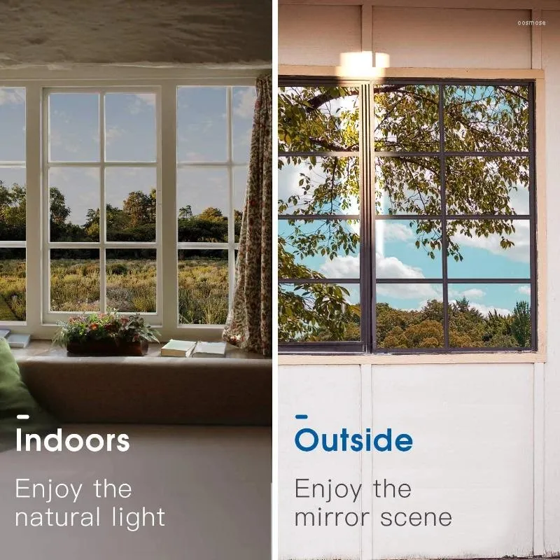 Naklejki okienne prywatność w jedną stronę lustrzany Film odporny na ciepło UV samoprzylepna szklana naklejka odpowiednia do domowych salonów konfigurowalnych