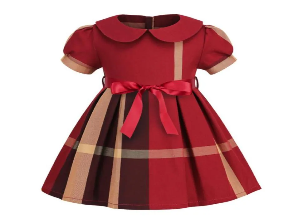 Baby Girls Princess Dress Kids Lapel College Style Bowknot Short Sleeve Pleated Polo Shirt kjol Barn Casual Dresses7564323