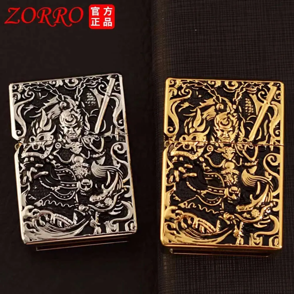 ZORRO Pure Copper Heavy Armor Kerosene Lighter Personalized Emed Classic Grinding Wheel Ignition Windproof Lighters Smoking