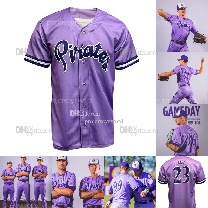 ECU Baseball Jersey East Carolina University Powder Purple Maglie viola MENS GIOVANI