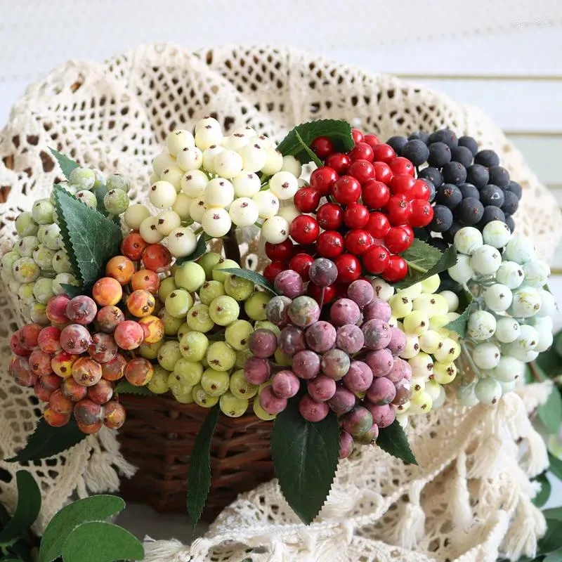 Decoratieve bloemen 25 cm kunstmatige bessen gesimuleerde hulstfortuin op zoek naar fruitboeket rode vruchten kerstboom decor bruiloft vakantie