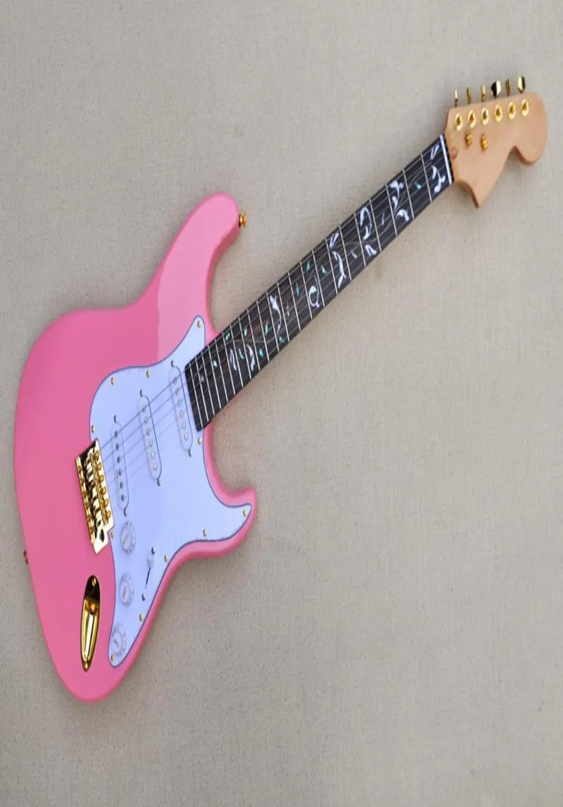 Pink Body Electric Guitare White Pickguard и Posewood Fingerbordspecial Inlay предоставляют индивидуальные услуги6776773