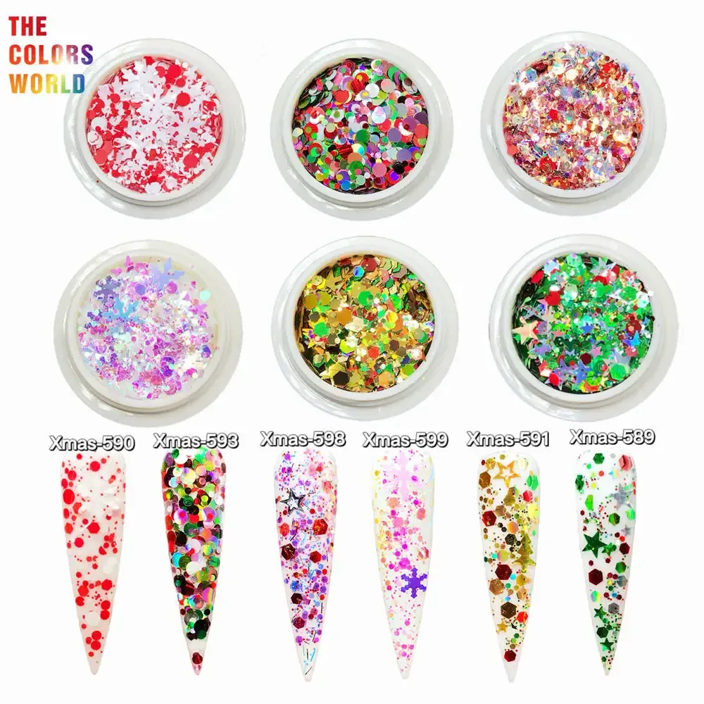 Glitter TCT243 Christmas Mix Nails Glitter Xmas Nail Art Decoration Nail Design Body Art Painting Makeup Henna Handwork DIY Decoration