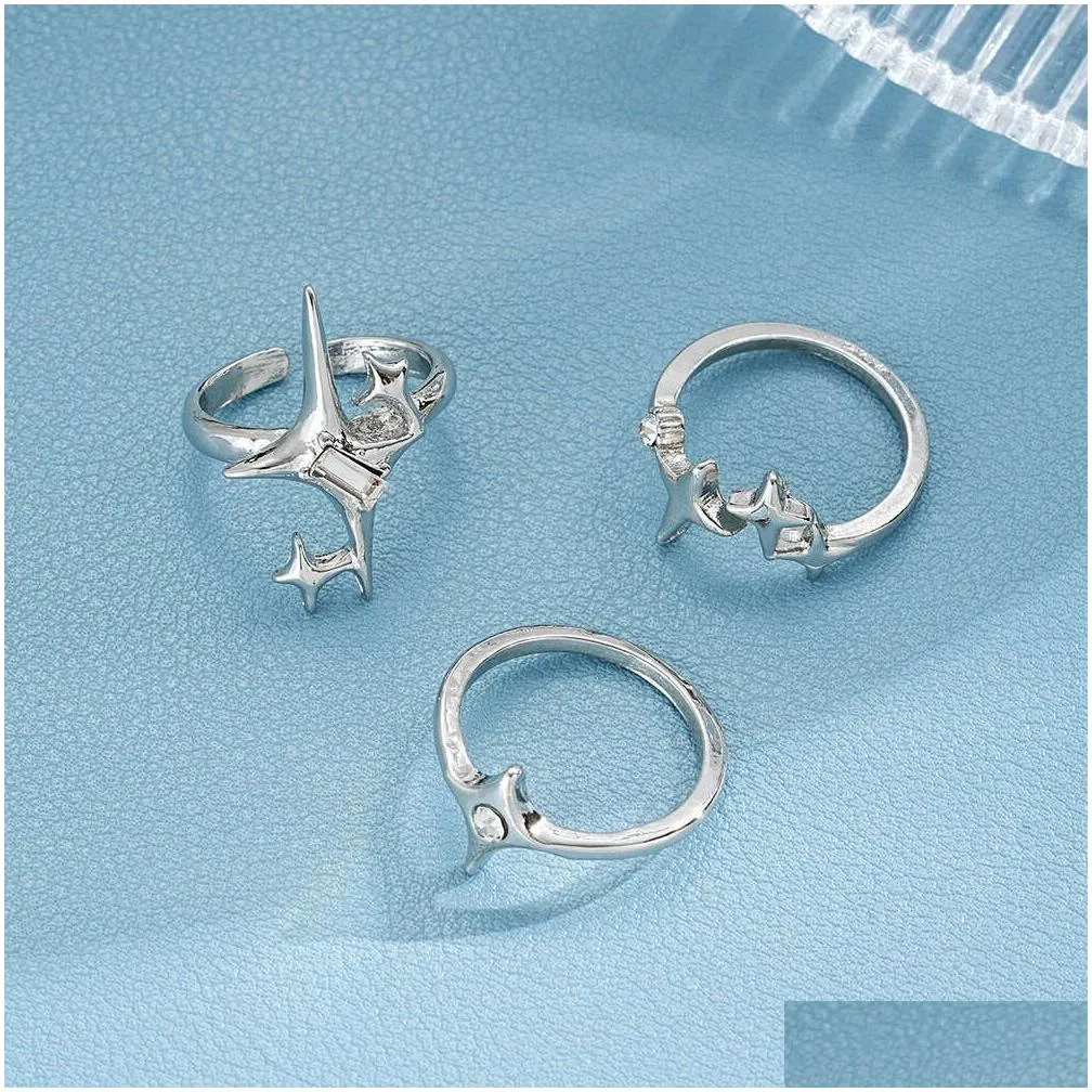 Band Rings Chinese Style Unique Mangxing Couple Joint Instagram Design Ring Drop Delivery Jewelry Dhffy