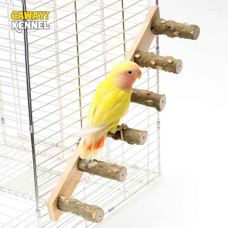 Andere vogelbenodigdheden 4/6 stappen houtladder huisdier interactief papegaai speelgoed voor hamster kooi grappige slijpstick klimaccessoires