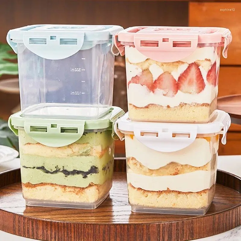 ムース用のギフトラップ透明な大きな正方形の密封された収納ボックスティラミス層ケーキキッチンフードグレインオーガナイザーは新鮮な箱を維持します