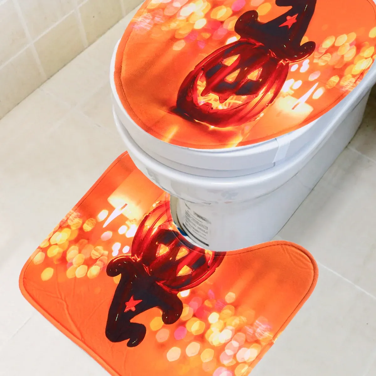 Tapis 1 set / 3pcs Halloween Pumpkin Lid Non Bath Mat Toilet