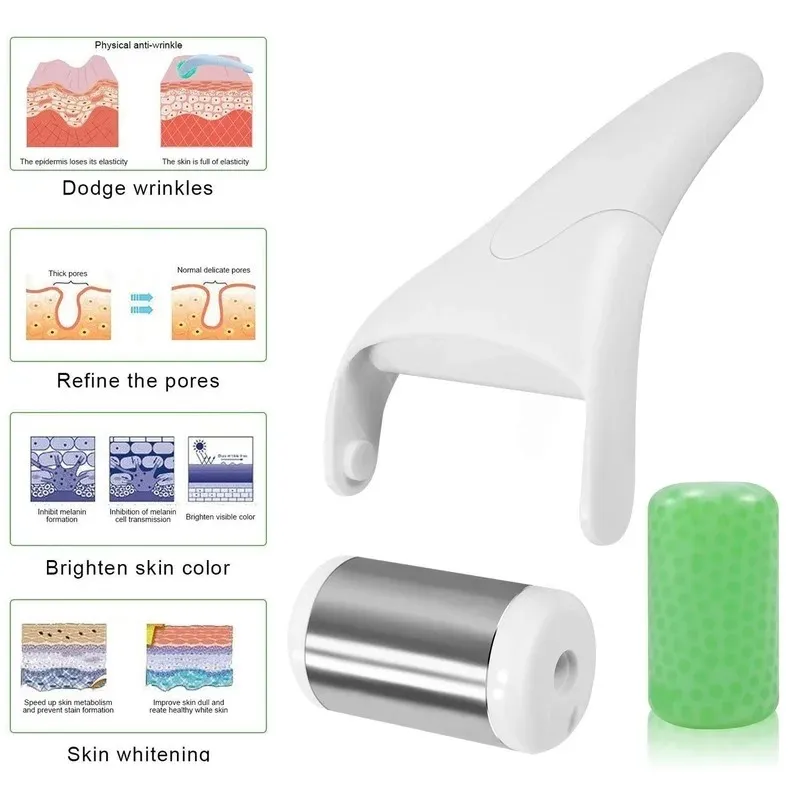 2024 Ice Roller For Face Massager Anti-aging Skin Lift Pain Relief Cooling Eye Body Facial Freezer Roller Massage Spa Too Ice Roller for