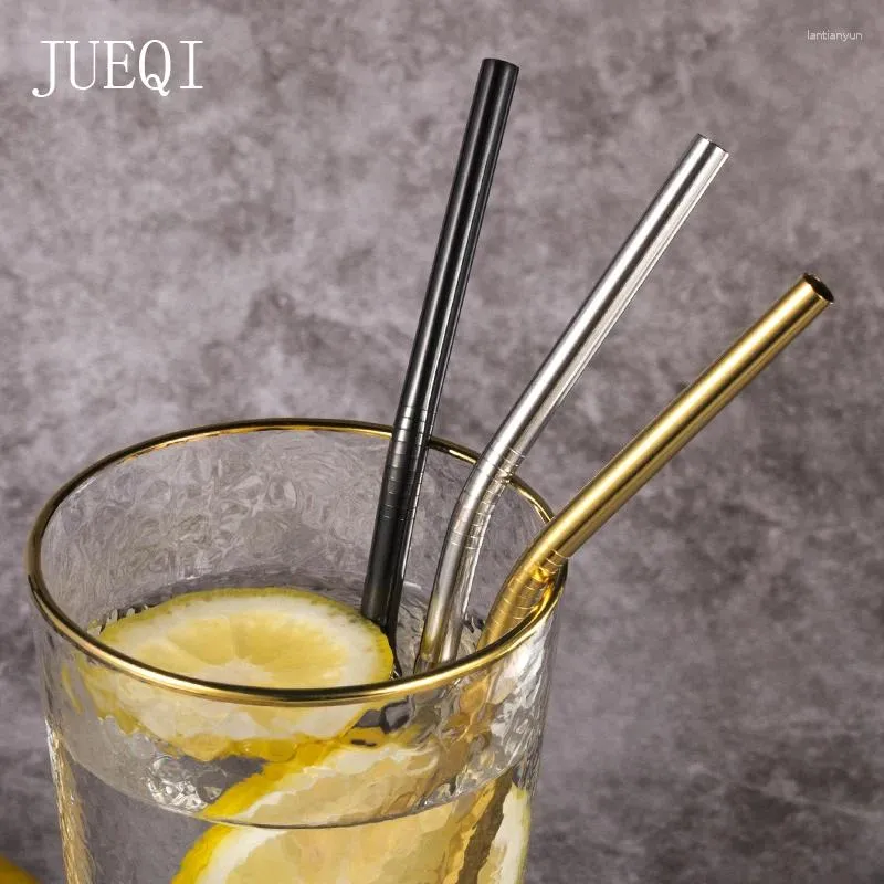 Drinking Straws Juiqi 304 Salto de aço inoxidável de metal de alta qualidade reutilizável com escova de limpeza e bolsa de armazenamento