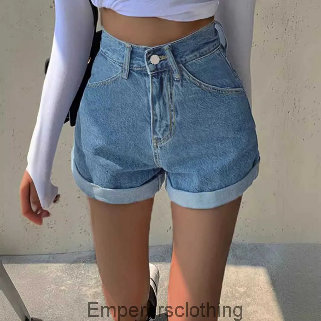 Shorts in denim in denim laterale alla moda Womens High Welming Sleming Wide Calt Pants Trend