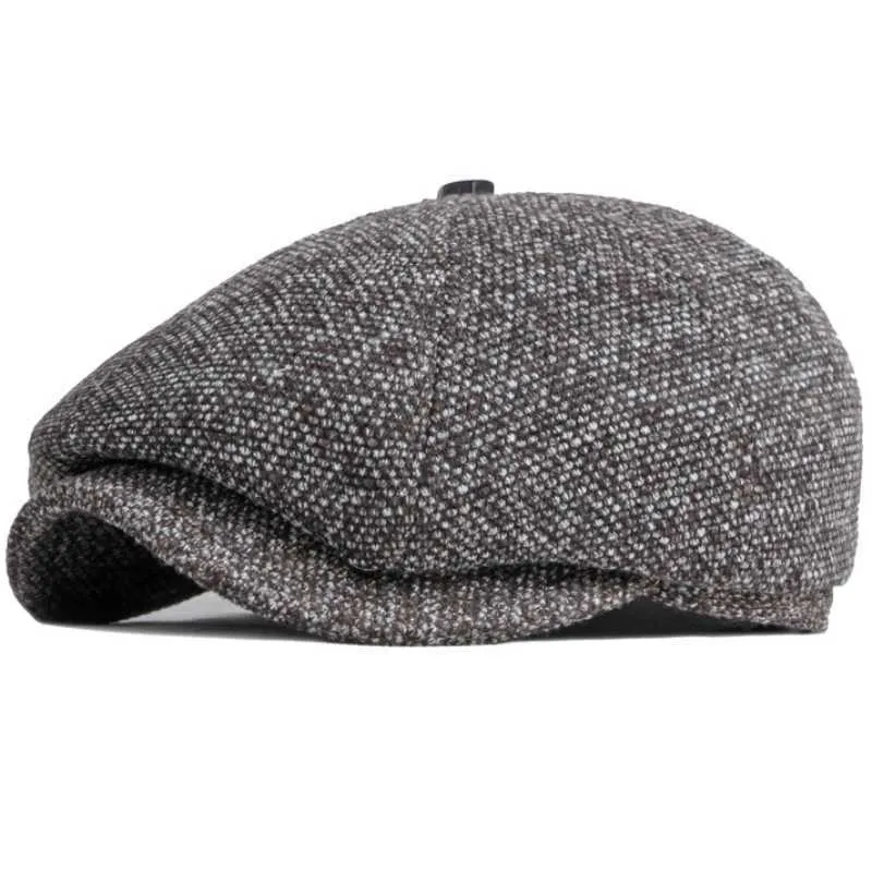 Stingy Brim Hats HT3747 Mens Beret Womens Autumn and Winter Hat Octagonal News Boy New Warmth Artist Oil Målning Flat Q240403