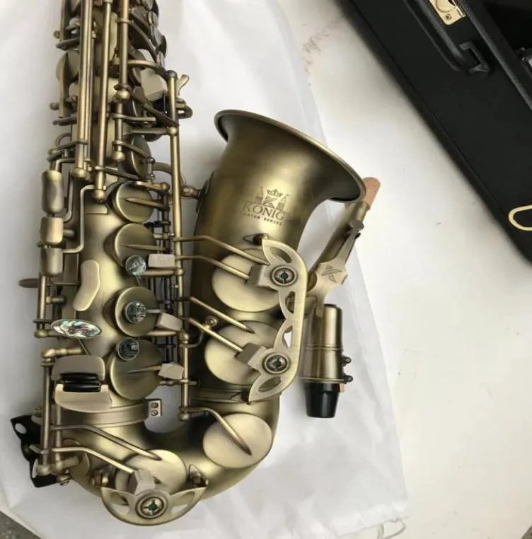 New Konig E Flat Alto Saxophone Professional Antique Copper Simulation E Flat Sax Musical Strumenti con pelle Case3191765