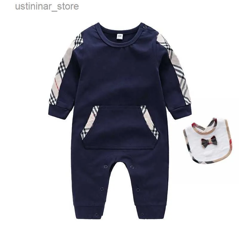 Rompers Baby Rompers Spring herfstjongen kleren Nieuwe romper katoen pasgeboren babymeisjes Kinderen ontwerper mooie baby jumpsuits kleding L47