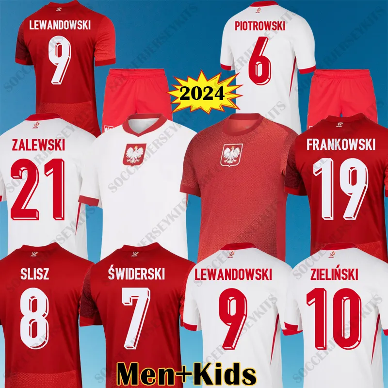 Polonia 2024 Maglie da calcio Lewandowski Maglie da uomo Kit Kit Polonia 2025 Zielinski Milik Zalewski Szymanski Shirt da calcio polacco Polen Uniform Boy 24 25 Pologne Euro 24