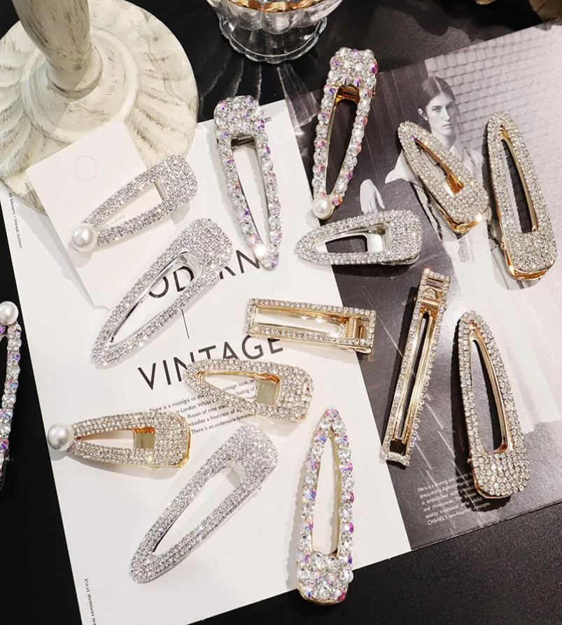 2019 Full Crystal Hairpins Femme Accessoires de cheveux Clips de perles Corée Coiffes Coiffes Clips Sweet Clips Barret9030898