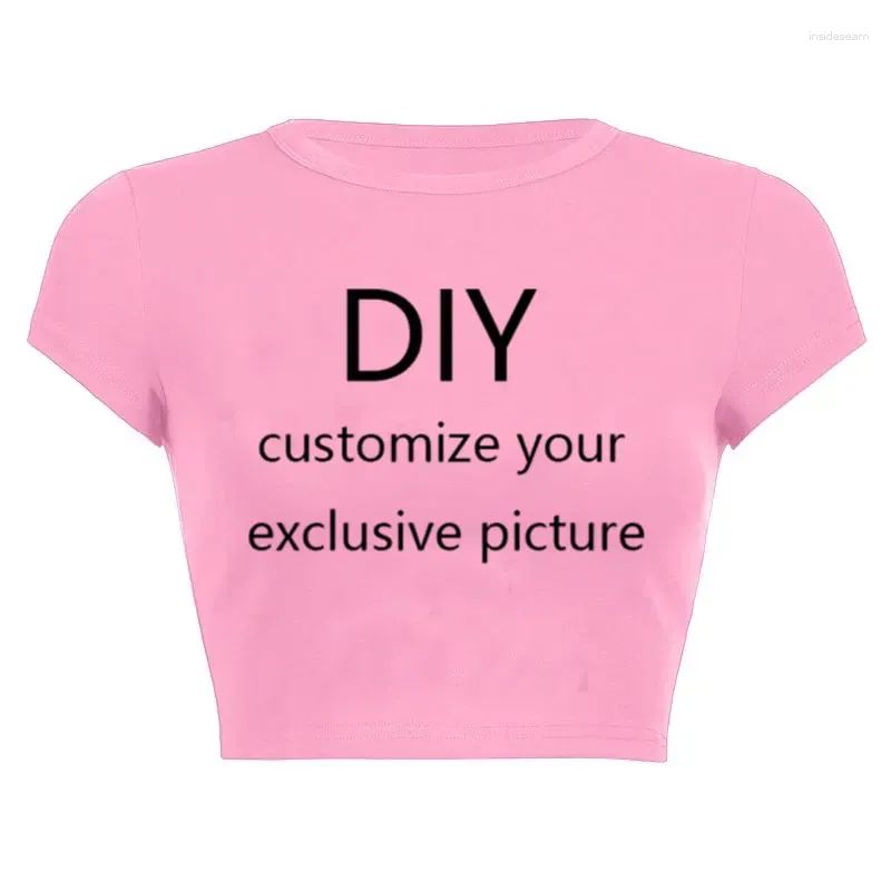 T-shirts pour femmes à manches courtes o cou nieuwe uw eigen intwerp logo / foto wit personnalisé bricolage femme crop tops fashion t-shirt