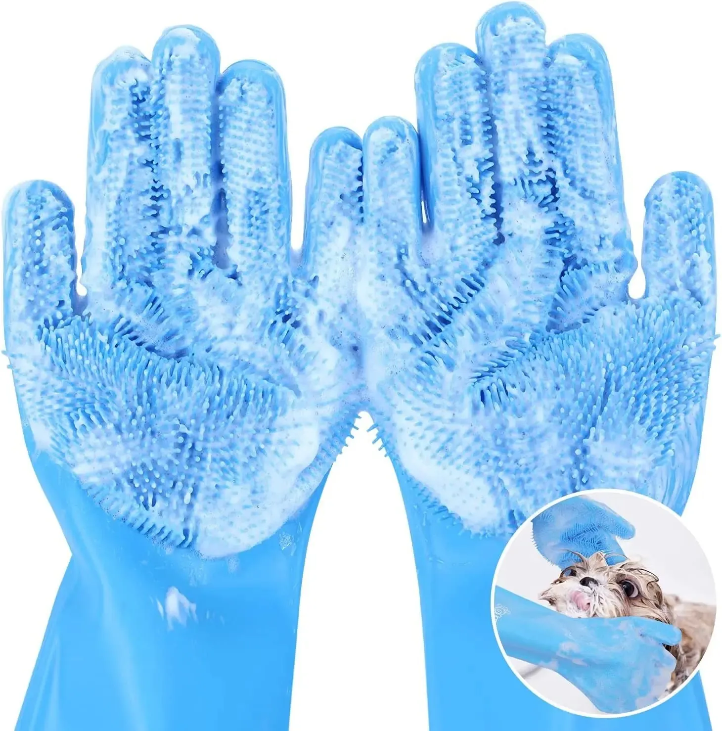 Pet Grooming Bathing Gloves Dog Cat Bathing Shampoo Scrubber Magic Massaging Cleaning Cleaner Sponge Silicon Hair Removal Glove
