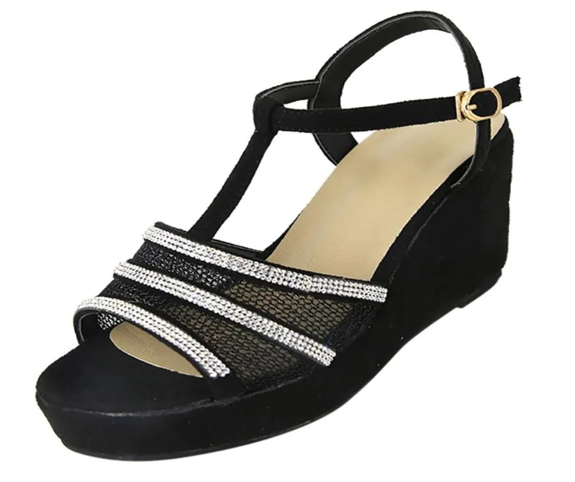 Sandały dla kobiet w stylu T-Strap Peep Stopa z rzymską platformą escarpins femme 2021 #32134737